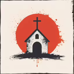 this is a painting with a cross on top