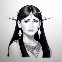 a woman wearing long hair and horns
