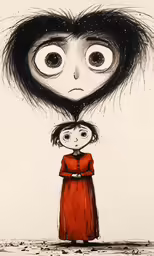 a drawing of a girl and boy with an odd look