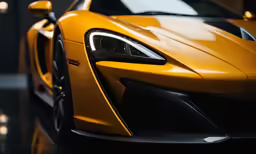 this closeup photo of a yellow sports car is very similar to the front end of a speeding car