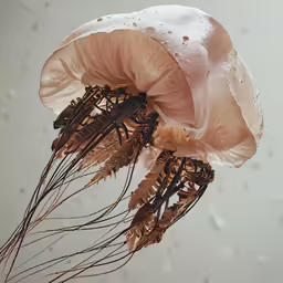 jelly fish in the water with lots of water droplets