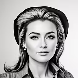 a woman with long hair and a hat posing for the camera