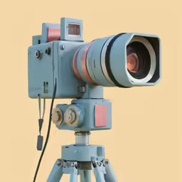 a camera is hooked up to a tripod
