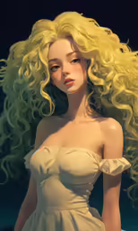 a digital drawing of a blonde woman with wavy hair