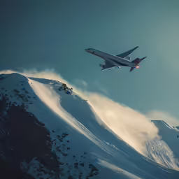 an airplane flying over mountains on a cloudy day