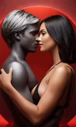 two 3d people that are touching each other