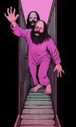 an image of a person walking up the stairs