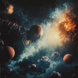 there are an image of a man flying in the air