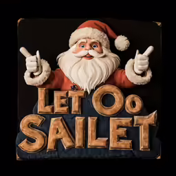 a santa clause statue giving the thumbs up
