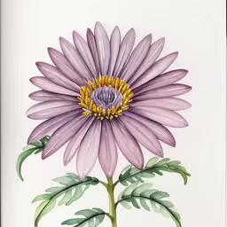 a large watercolor of a purple flower,an image of watercolor painting of a purple flower