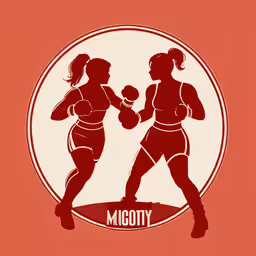 a woman boxing with the words victory and another woman boxing with the word victory,the two women are playing boxing together