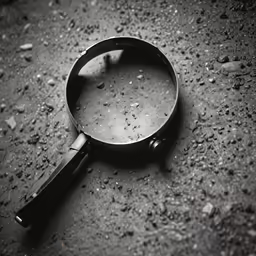 a magnifying glass lies on the ground