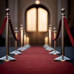 some red carpet ropes and red carpet