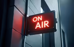 a red glowing sign next to an outside building