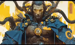 an image of a man in armor with monster like decorations