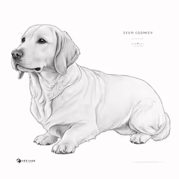 a drawing of a large breed labrador in the color pencil