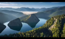 a view of a lake surrounded by mountains