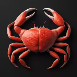 a crab on a black surface with drops