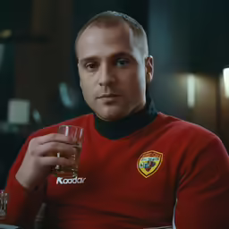 a man holding a glass of beer next to his hand