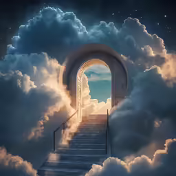 there is a doorway in the clouds to the sky