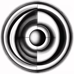 three different black and white images with one being an object