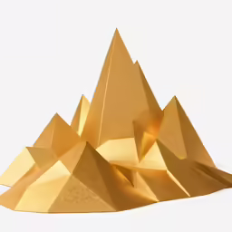 an abstract golden image of pyramids and a white background
