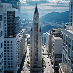 the view from a very high up in the city