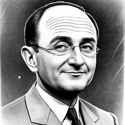 an image of a black and white photo of a man in suit and tie