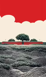 a red sky and some black clouds over the horizon