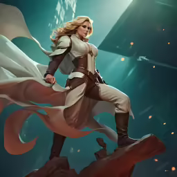 an action - packed photo of a female character from the game final fantasy novel