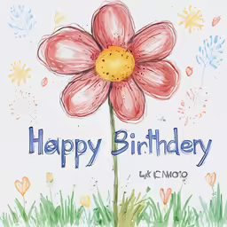 a birthday card with a red flower