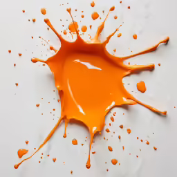 the orange paint drips down into the floor