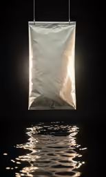 an unshaven white rectangular bag over water