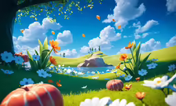 the sky has been altered to a fairy land scene with flowers