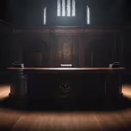 the desk in front of the pulpit is made out of black wood and features an elaborate carvings