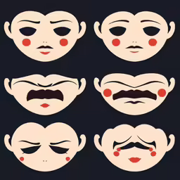 a set of four faces with different expressions