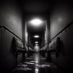 two rows of small lockers in an open hallway