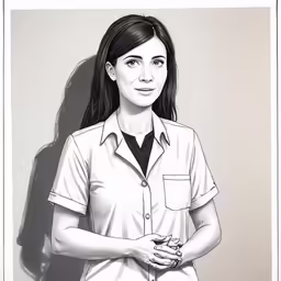 a drawing of a woman wearing a shirt