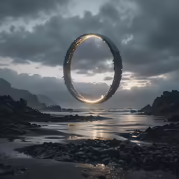 a ring on top of rocks with water at the bottom