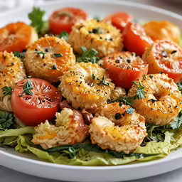 some type of salad with tomatoes and other foods