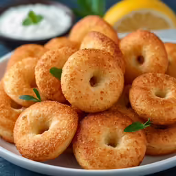 a close up view of some food items