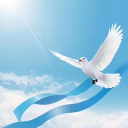 a white bird soaring through the blue sky