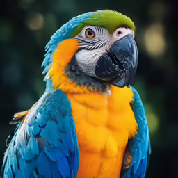 a very colorful bird perched on top of a tree