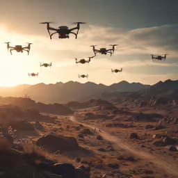 an image of aerial view of several remote controlled devices