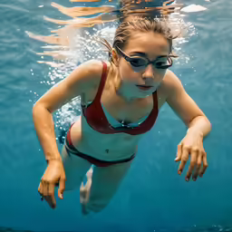 woman wearing black and red bikini in the water