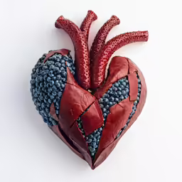 an altered heart is shaped with small pieces of fabric