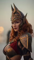 a woman dressed as a woman in armor