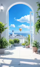 an open window into a white room with plants