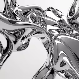 a computer generated picture of a silver sculpture