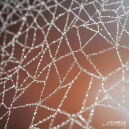 a large net with water drops on it